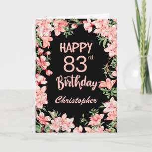 83. Geburtstag Pink Peach Aquarell Floral Black Karte