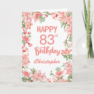 83. Geburtstag Pink Peach Peonies Aquarell Floral Karte