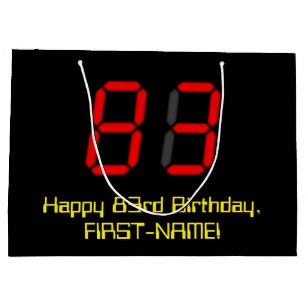 83. Geburtstag: Rote Digitaluhr im Stil "83" + Nam Große Geschenktüte