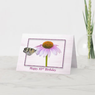 83. Geburtstag Schmetterling auf Kegelblume Karte