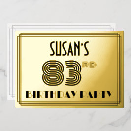 83. Geburtstagsparty — Art Deco Style "83" & Name Folieneinladung