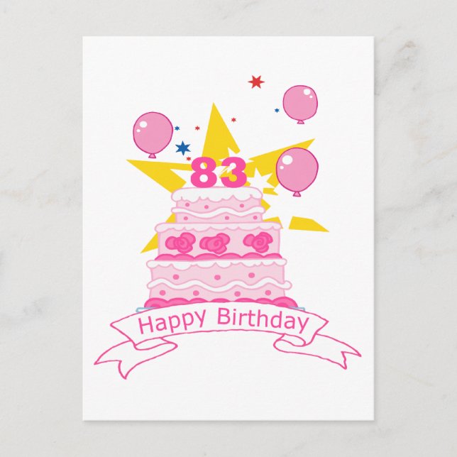 83-jähriger Geburtstagskuchen Postkarte (Vorderseite)