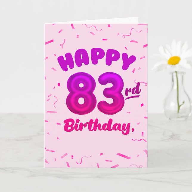 83rd Balloon Number Custom Name Birthday Card Karte (Kleine Pflanze)