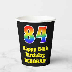 84. Geburtstag: Farbenfroh, Spaß, Spannung, Regenb Pappbecher