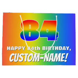 84. Geburtstag: Farbiges, lustiges Regenbogenmuste Große Geschenktüte