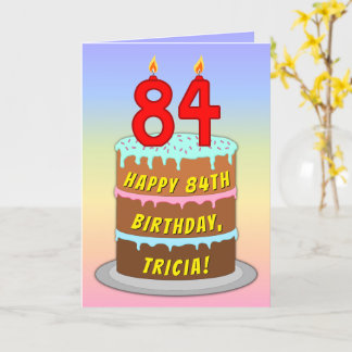 84. Geburtstag — Fun Cake & Candles, w/Individuell Karte