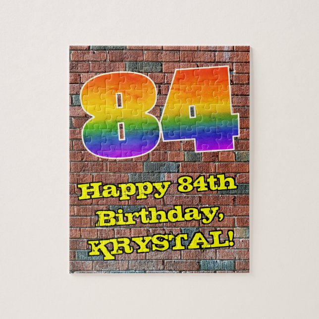 84. Geburtstag: Fun Graffiti-Inspiriert Regenbogen Puzzle (Vertikal)