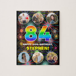 84. Geburtstag: Fun Rainbow #, Individuelle Name + Puzzle