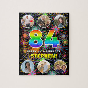 84. Geburtstag: Fun Rainbow #, Individuelle Name + Puzzle