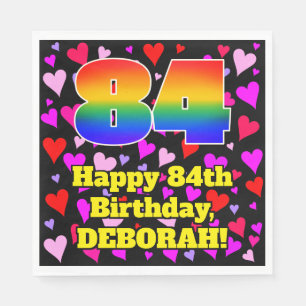 84. Geburtstag: Loving Hearts Pattern, Regenbogen Serviette