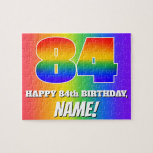 84. Geburtstag — mehrfarbiges Regenbogenmuster "84 Puzzle