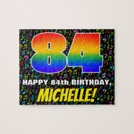 84. Geburtstag — Spaß, bunte Musiksymbole & "84" Puzzle