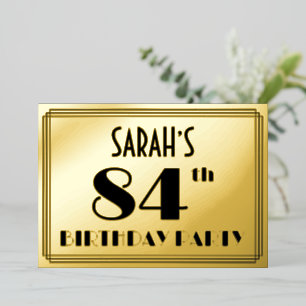 84. Geburtstagsparty — Art Deco Look "84" + Name Folieneinladung
