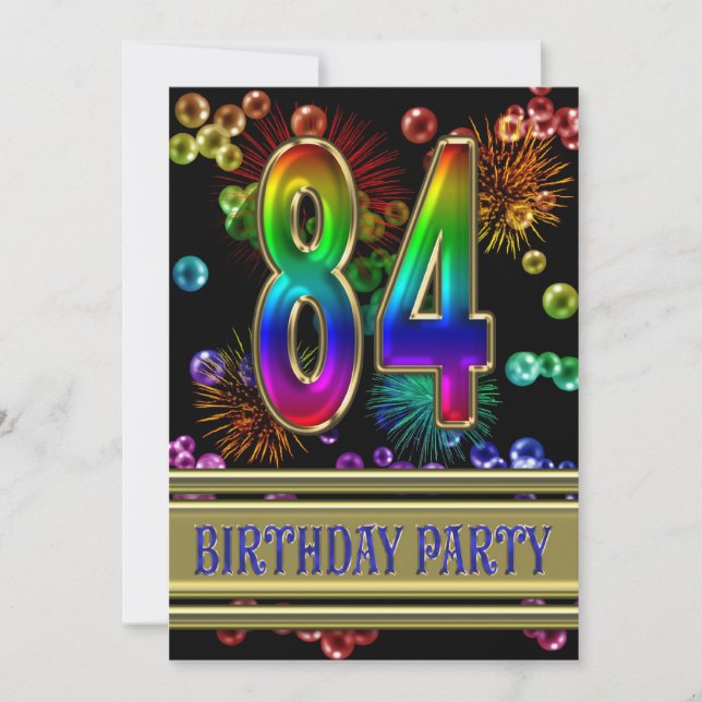 84. Geburtstagsparty Einladung mit Blasen (Vorderseite)