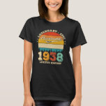 84 Year Old Awesome Since 1938 84th Birthday Gift T-Shirt<br><div class="desc">Birthday Design For anyone who's horoscope say difficult & Stubborn But totally worth.Wear it with pride at work,  school gym perfect to pair with shorts,  leggings or jeans for a casual yet trendy Look</div>