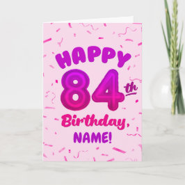 84th Balloon Number Custom Name Birthday Card Karte