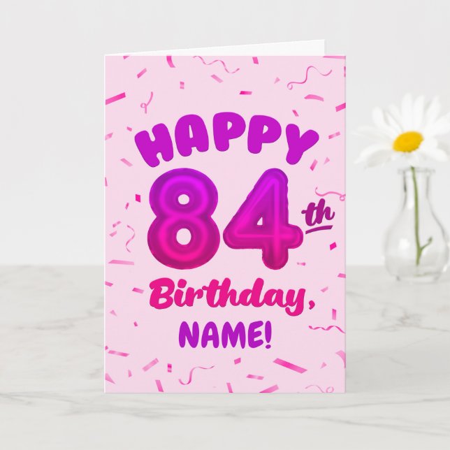84th Balloon Number Custom Name Birthday Card Karte (Kleine Pflanze)