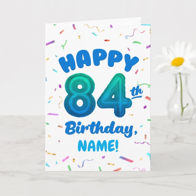 84th Balloon Number Custom Name Birthday Card Karte (Kleine Pflanze)