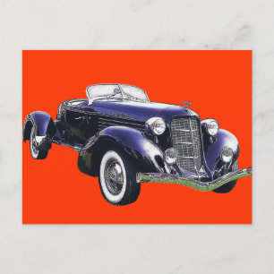 851 Auburn Boattail-Speedster Auto schwarzes Auto Postkarte