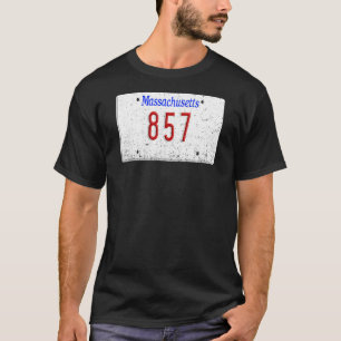 857 Area Code Boston Cambridge Massachusetts Licen T-Shirt