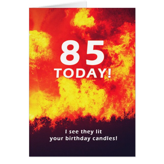 85 Birthday Forest Fire Candle Spaß (Vorne)