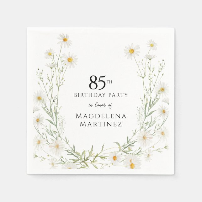 85. Geburtstag April Geburtsmonatsblume Gänseblümc Serviette (Vorderseite)