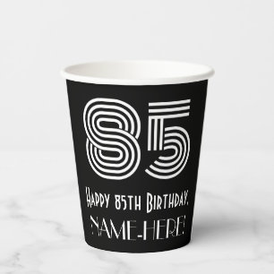 85. Geburtstag — Art Deco Inspiriert Look "85" + N Pappbecher