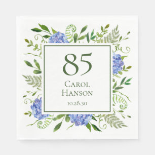 85. Geburtstag Blaue Hortensien Serviette
