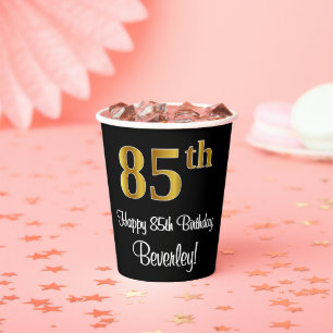 85. Geburtstag - Elegante Luxuriöse Imitate Gold L Pappbecher
