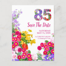 85. Geburtstag Floral Modern Save the Date