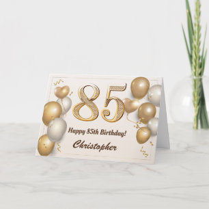 85. Geburtstag Gold Balloons und Confetti Geburtst Karte