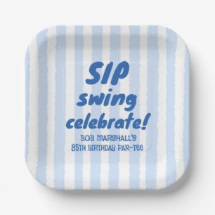 85. Geburtstag Golf Fette Blaue Typografie Streife Pappteller