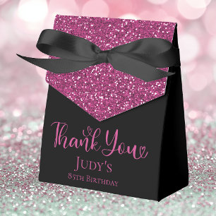 85. Geburtstag Hot Pink Glitter Schwarz Danke Geschenkschachtel