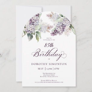 85. Geburtstag Lila Frühling Lilac Blume Arch Einladung