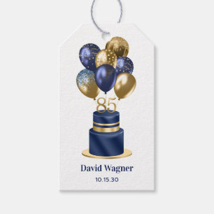 85. Geburtstag Navy Blau Torte Geschenkanhänger