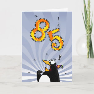 85. Geburtstag - Pinguin-Überraschungs-Karte Karte