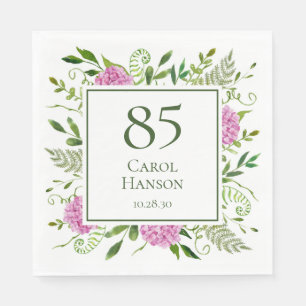 85. Geburtstag Pink Hydrangeas Serviette
