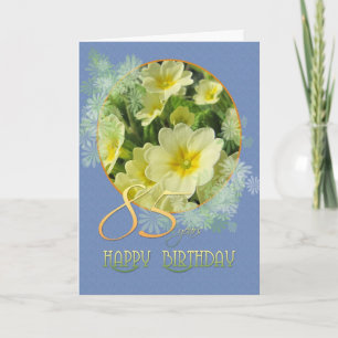 85. Geburtstag Primrosen und blau Karte