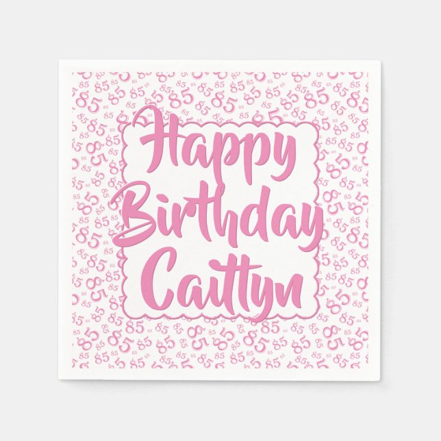 85. Geburtstag Random Number Pattern Scallop Pink Serviette (Vorderseite)