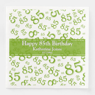 85. Geburtstag Random Zahlenmuster Grün/Weiß Serviette