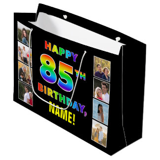 85. Geburtstag: Regenbogentext, benutzerdefinierte Große Geschenktüte