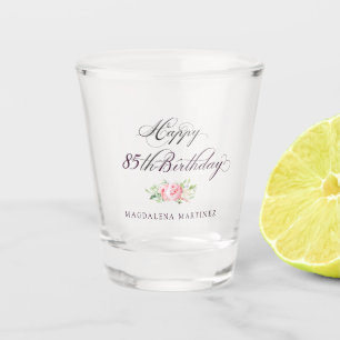 85. Geburtstag Rosa Floral Personalisiert Schnapsglas