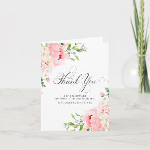 85. Geburtstag Röten Rosa Pfingstrose Floral Gefal Dankeskarte