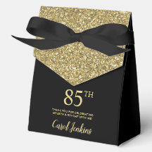 85. Geburtstag Schwarz Gold Glitter Dankeschön