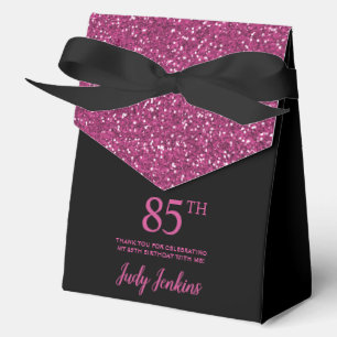 85. Geburtstag Schwarz Heißrosa Glitter Dankeschön Geschenkschachtel