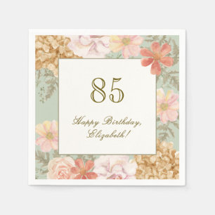 85. Geburtstag Serviette Herbstfarben Floral Sage