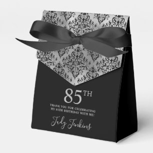 85. Geburtstag Silber Damast Dankeschön Geschenkschachtel