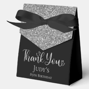 85. Geburtstag Silber Glitter Dankeschön Geschenkschachtel