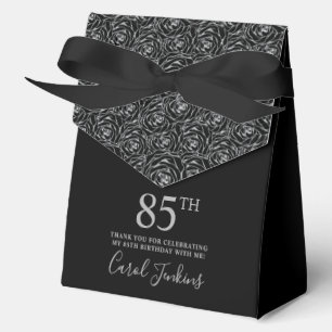 85. Geburtstag Silber Glitter Rosen Dankeschön Geschenkschachtel