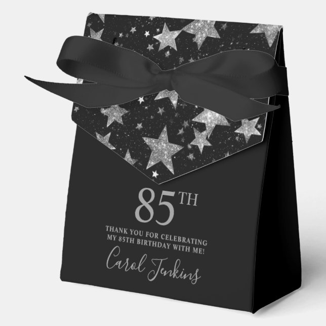 85. Geburtstag Silber Sterne Danke  Geschenkschachtel (Vorderseite)